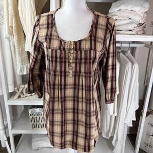 Ruff Hewn Women's size Large boho, lagenlook 3/4 sleeve popover top. #1672